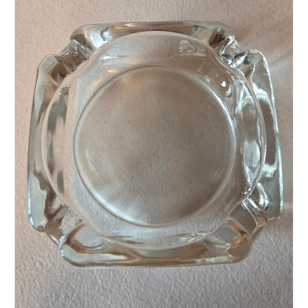 Vintage Glass Ashtray Lot Clear Amber Heavy MCM Tobacciana Barware 3pc - Picture 4 of 7